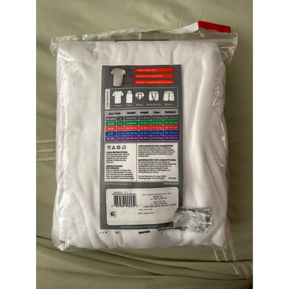Fruit of the Loom White Tag-less Crew Neck Under T-Shirts Large 14/16 - Picture 5 of 8